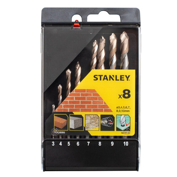  Stanley 8 Piece Precision Masonry Drill Bit Set 