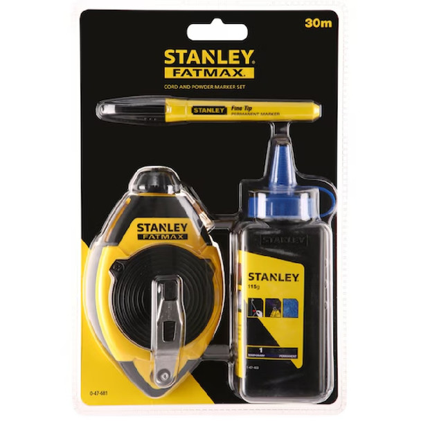 Stanley Fatmax 30m Chalk Line Reel With Blue Chalk & Black Marker
