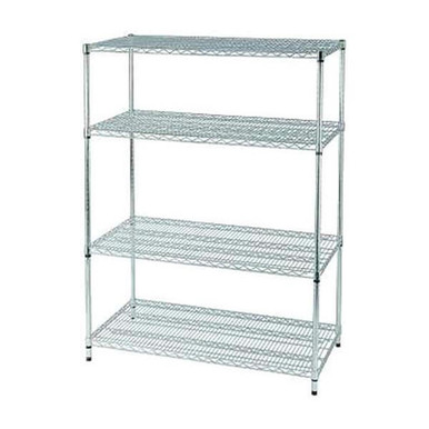 Chrome ESD Wire Rack 4-Shelf with Feet - Total Source