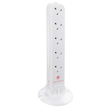 Masterplug 10-Way Surge Protected Power Socket Tower With a 2M ...