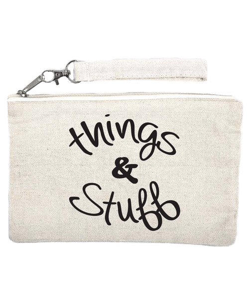 Things and stuff canvas bag with zipper