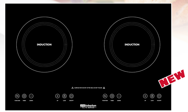 Stove; Induction Cooktop (Model SIA-1002); Black Glass Top; 23.6 Inch Width x 15.3 Inch Length x 3.5 Inch Depth; Electronic Ignition; 1800 Watt; Double Burner