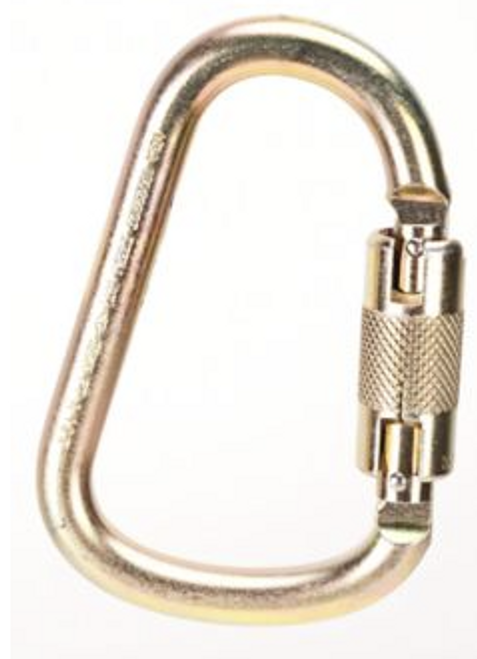 Steel Carabiner, 1" Gate Opening, Auto-Locking, ANSI Z359.12