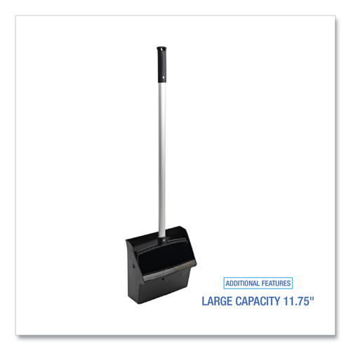 Lobby Dust Pan, 11.75 x 37, 34" Handle, Plastic/Aluminum, Black