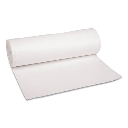 Low-Density Waste Can Liners, 60 gal, 0.6 mil, 38" x 58", White, 25 Bags/Roll, 4 Rolls/Carton