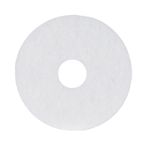 Polishing Floor Pads, 13" Diameter, White, 5/carton