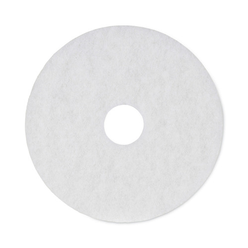 Polishing Floor Pads, 16" Diameter, White, 5/carton