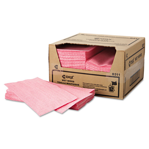 Wet Wipes, 11.5 x 24, White/Pink, 200/Carton