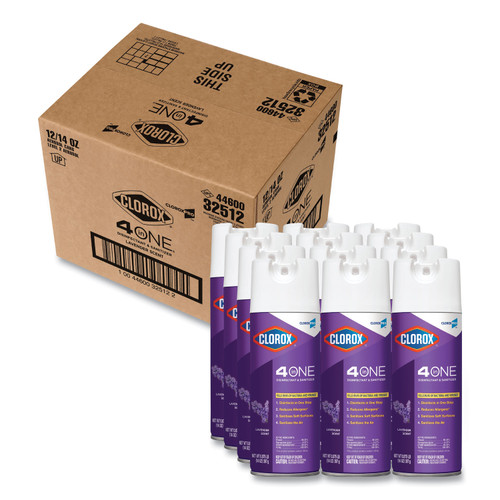 4 In One Disinfectant And Sanitizer, Lavender, 14 Oz Aerosol Spray, 12/carton