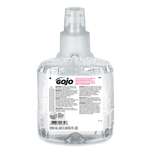 Clear and Mild Foam Handwash Refill, For GOJO LTX-12 Dispenser, Fragrance-Free, 1,200 mL Refill