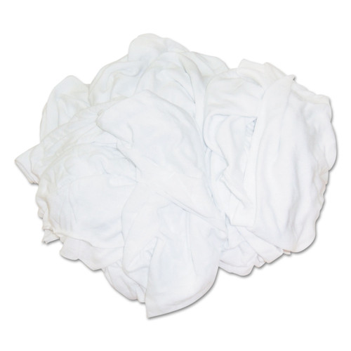 New Bleached White T-Shirt Rags, Multi-Fabric, 25 Lb Polybag