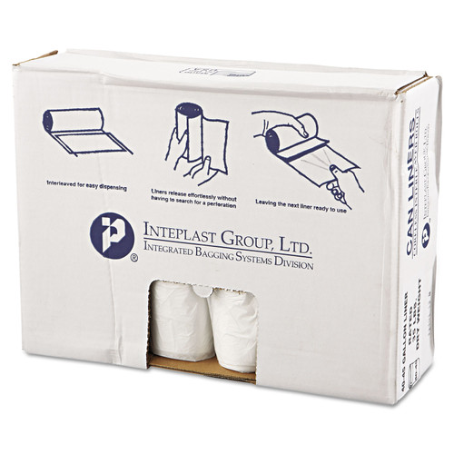 High-Density Commercial Can Liners Value Pack, 45 gal, 11 mic, 40" x 46", Clear, 25 Bags/Roll, 10 Rolls/Carton