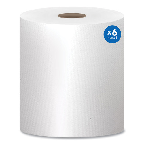 Essential High Capacity Hard Roll Towels for Business, 1-Ply, 8" x 1,000 ft, 1.5" Core, Recycled, White, 6 Rolls/Carton