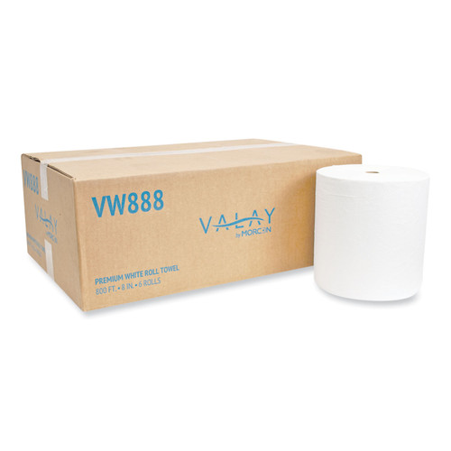 Valay Proprietary Roll Towels, 1-Ply, 8" X 800 Ft, White, 6 Rolls/carton