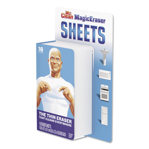 Magic Eraser Sheets, 3.5 X 5.8, 0.03" Thick, White, 16/pack, 8 Packs/carton