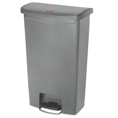 Streamline Resin Step-On Container, Front Step Style, 18 gal, Polyethylene, Gray