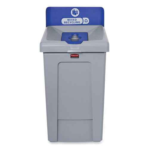 slim jim recycling station 1-stream, mixed recycling station, 33 gal, resin, gray