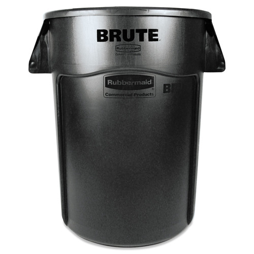 vented round brute container, 44 gal, plastic, black