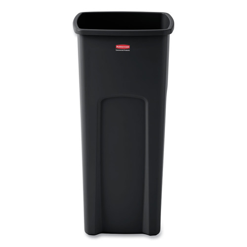 Untouchable Square Waste Receptacle, 23 gal, Plastic, Black