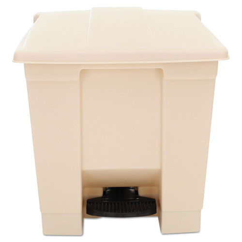 indoor utility step-on waste container, 8 gal, plastic, beige