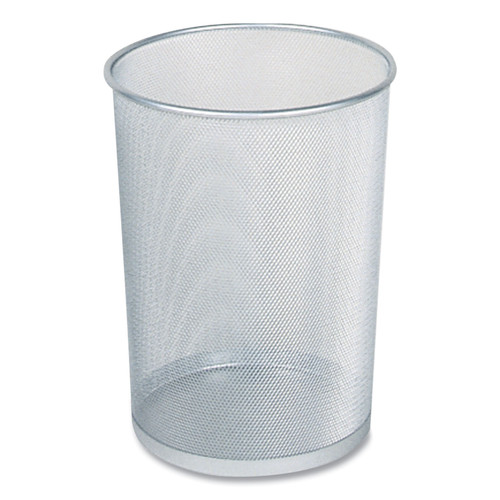 Steel Mesh Wastebasket, 5 gal, Steel Mesh, Silver