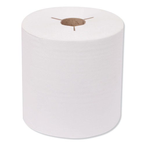 Premium Hand Towel Roll, Notched, 1-Ply, 8" x 600 ft, White, 720 Sheets/Roll, 6 Rolls/Carton