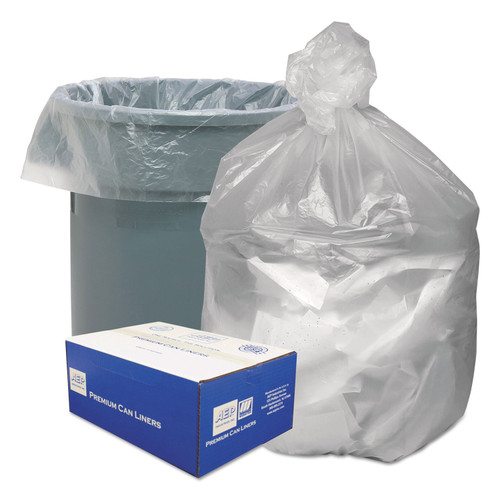 Waste Can Liners, 30 gal, 8 mic, 30" x 36", Natural, 25 Bags/Roll, 20 Rolls/Carton