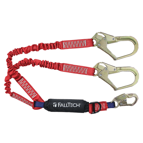 6' Ironman� 12' free fall Elasticated Energy Absorbing Lanyard, Double-leg with SRL D-ring (8247ELY3D)