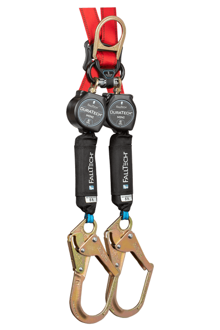 6' DuraTech� Mini Class 1 Personal SRL-P with Narrow Nose Steel Rebar Hooks, Includes Steel Dorsal Connecting Carabiner (72706TB3F)