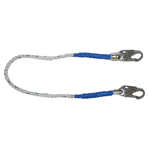 4' Rope Restraint Lanyard, Fixed-length with Steel Snap Hooks (8154)