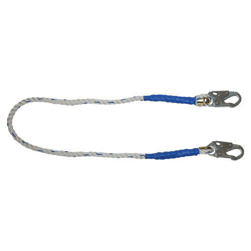 6' Rope Restraint Lanyard, Fixed-length with Steel Snap Hooks (8156)