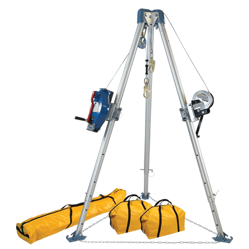11' Confined Space Tripod System with 60' Galvanized Steel SRL-R (7500)