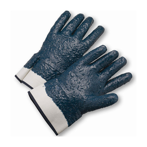 Nitrile Dipped Glove with Jersey Liner and Rough Grip on Full Hand -  Safety Cuff (4550RFFC)