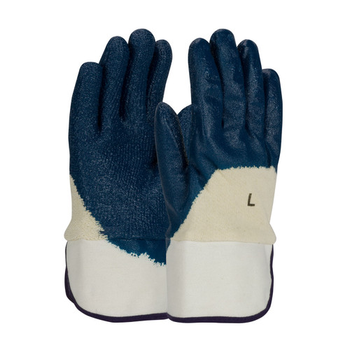 Nitrile Dipped Glove with Terry Cloth Liner and Rough Textured Grip on Palm, Fingers & Knuckles -  Safety Cuff (56-3145)