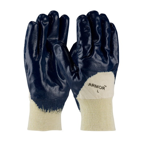 Nitrile Dipped Glove with Jersey Liner and Smooth Finish on Palm, Fingers & Knuckles - Knit Wrist (56-3151)