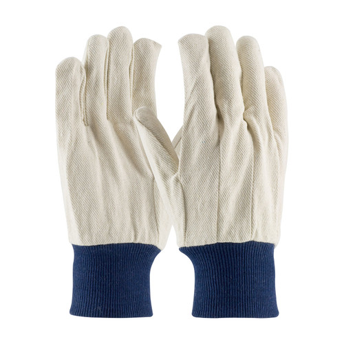 Economy Grade Polyester/Cotton Canvas Single Palm Glove - Blue Knit Wrist (710BKWK)