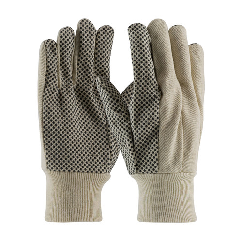 Economy Grade Cotton Canvas Glove with PVC Dotted Grip on Palm, Thumb and Index Finger - 10 oz. (91-910PDI)