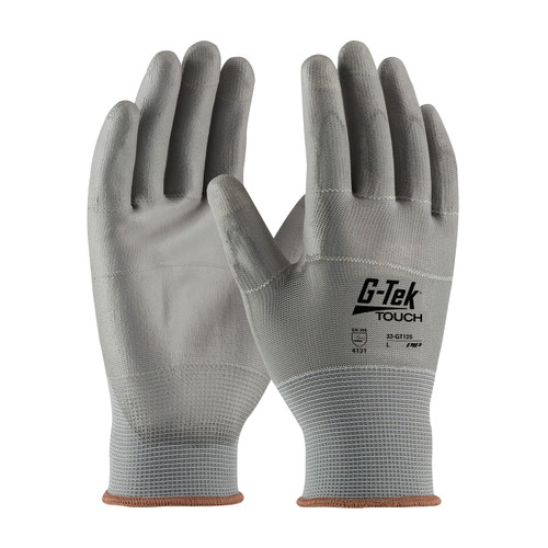 Seamless Knit Nylon/Polyester Glove with Polyurethane Coated Flat Grip on Palm & Fingers - Touchscreen Compatible (33-GT125)