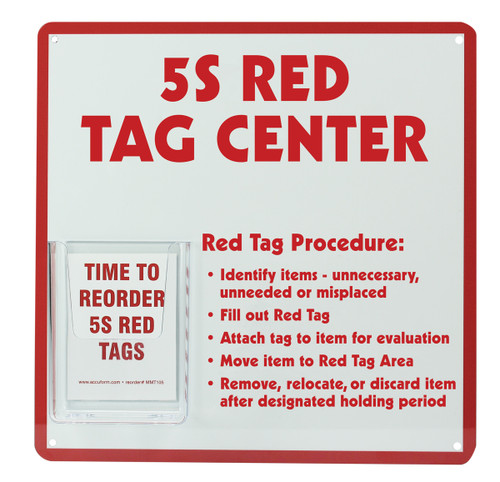 5S Red Tag Center Board, 12" x 12", Aluminum