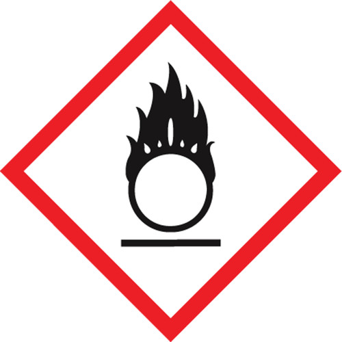GHS Pictogram Label, (Flame Over Circle Symbol), 1" x 1", Adhesive Poly, Roll 500