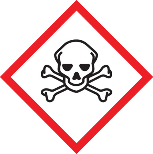 GHS Pictogram Label, (Skull & Crossbones Symbol), 1" x 1", Adhesive Poly, Roll 500