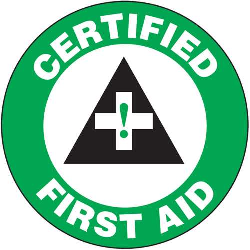 CERTIFIED FIRST AID, 2-1/4" x 2-1/4", Adhesive Vinyl, Pack 10