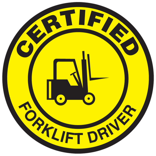 CERTIFIED FORKLIFT DRIVER, 2-1/4" x 2-1/4", Adhesive Vinyl, Pack 10