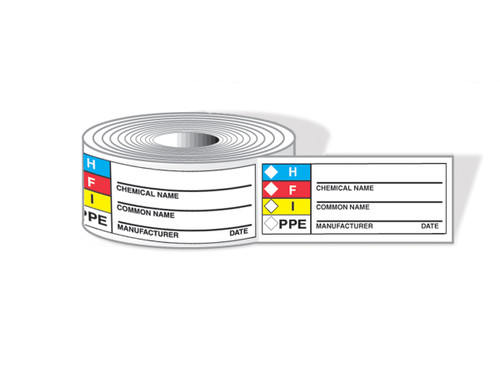 Haz-Com Label, HMCIS Identifier Roll Label, 1-1/2" x 3-7/8", Adhesive Paper, Roll 500