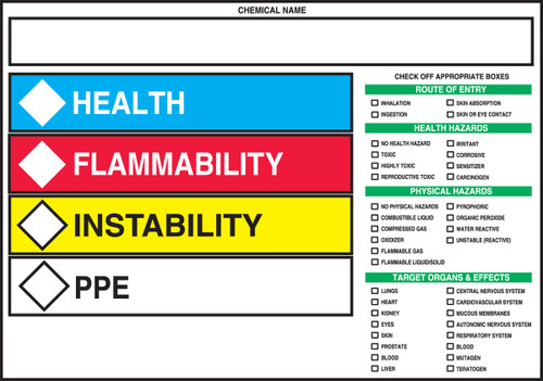 Haz-Com Label, HMCIS Target Organ Label, 3-1/2" x 5", Adhesive Poly