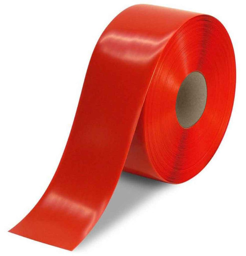 Heavy Duty Floor Tape, 4" x 100-ft., 50-mil Adhesive Vinyl, Red