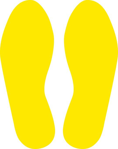 Heavy Duty Marking Shape, Footprint, 9-1/2" x 3-1/2", 50-mil Adhesive Plastic, Yellow, Pack 25