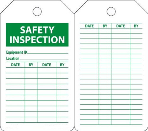 SAFETY INSPECTION, 5-3/4" x 3-1/4", PF-Cardstock, Pack 25