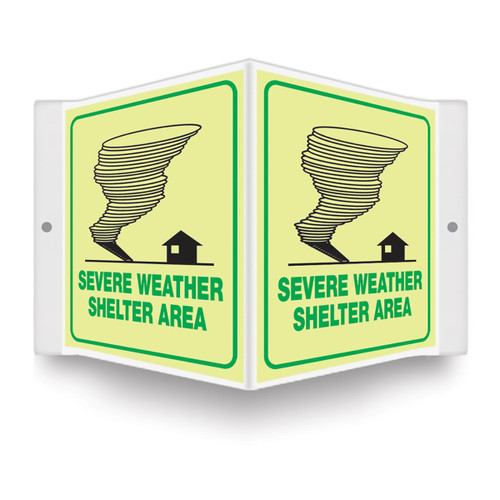 3D Style, SEVERE WEATHER SHELTER AREA, 6" x 5" Panel, Lumi-Glow Plastic