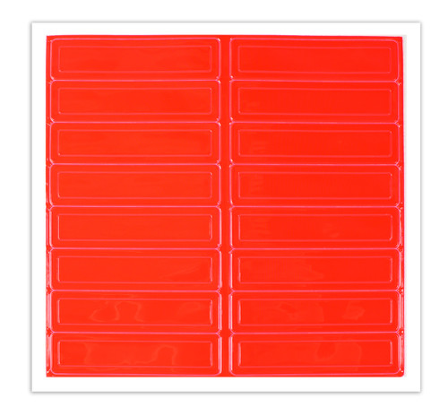 Retro-Reflective Helmet Sticker, 1" x 4", Fluorescent Red Orange, Pack 16